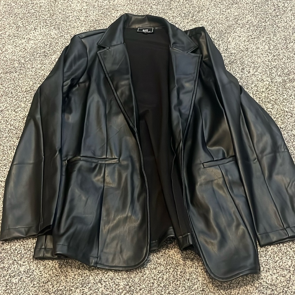 Black pleather jacket, Size medium, Brand Have